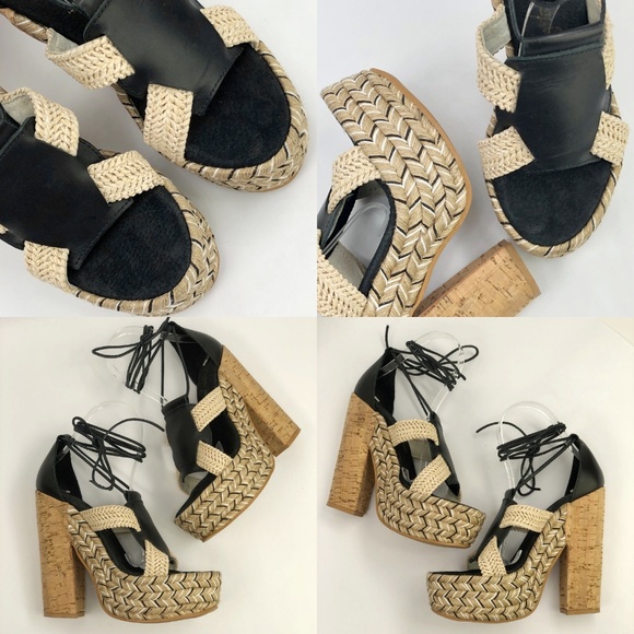 SOLD Free People Chunky Ankle Wrap Espadrille Heel - Picture 6 of 8